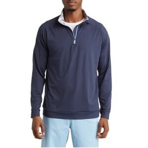 Swannies Golf Pullover Mens Medium Blue 1/4 Zip Stretch Lightweight